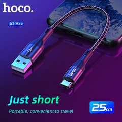 Cáp sạc nhanh 3A ngắn 25cm Micro HOCO X2 MAX chui samsung dây dù chính hãng [BH 1 năm]