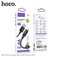 Cáp sạc 2.4A HOCO X89 Micro 2m (usbA ra Micro; a-m) dây dù chính hãng