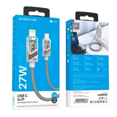 Cáp sạc nhanh 27w BOROFONE BU42 Type C ra Iphone  (c-l) cáp trong suốt siêu đẹp [BH 1 Năm]