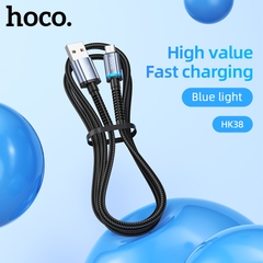 Cáp sạc nhanh 3A 1m HOCO HK38 (usb ra samsung micro) có đèn led báo sạc dây dù chính hãng [BH 1 năm]