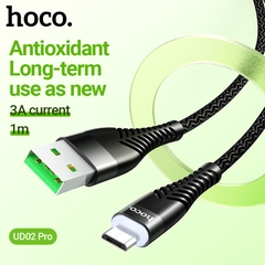 Cáp sạc 3A HOCO UD02 PRO Micro (usbA ra Micro; a-m) có báo đèn dây dù
