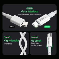 Cáp sạc nhanh 3A truyền dữ liệu Hoco DM-X10 Type c dây dù (usb ra type c) chính hãng [BH: 1 NĂM]