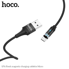 Cáp sạc từ 2.4A Hoco U76 Micro 1.2M (usbA ra Micro; a-m) loại từ hít nam châm, tự ngắt khi sạc đầy pin hàng chính hãng [BH 1 năm]