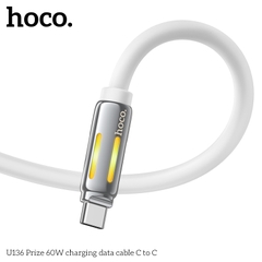 Cáp sạc nhanh 60w HOCO U136 (c-c) cáp 2 đầu type-c ra type c, dây silicon có đèn led báo sạc chính hãng [Bh 1 năm]