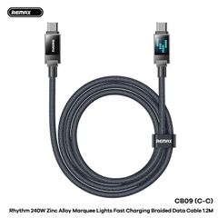 Cáp sạc nhanh 240W REMAX CB09-C-C cáp 2 đầu Type C (c-c) dài 1m2 kèm đèn led báo sạc siêu đẹp