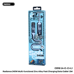 Cáp sạc đa năng 4 đầu REMAX CB18 cáp USB/Type C ra Type C/Iphone (A+C ra C+L) sạc nhanh 240w dài 1m2 chính hãng