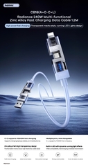 Cáp sạc đa năng 4 đầu REMAX CB18 cáp USB/Type C ra Type C/Iphone (A+C ra C+L) sạc nhanh 240w dài 1m2 chính hãng