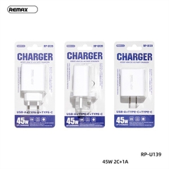Cóc sạc nhanh 45w REMAX RP-U139 EU chân tròn (1 cổng usb, 2 cổng type-c) PD QC3.0 chính hãng [BH 1 năm]