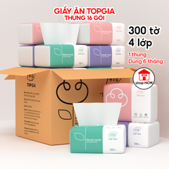 1 GÓI Khăn khô, khăn giấy ăn rút Topgia 4 lớp 300 tờ siêu dai [BH: NONE]