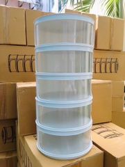 Lồng bàn 5 tầng cao cấp có quai xách giữ nhiệt màu trắng tiện lợi vệ sinh [BH: NONE]