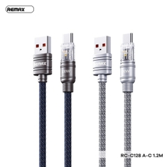 Cáp sạc nhanh 100w REMAX RC-C128 usb ra type-c trong suốt 1,2m tích hợp đèn led báo sạc chính hãng [BH 1 năm]