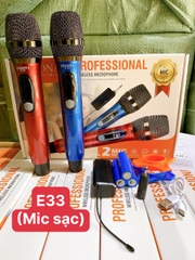 Micro đa năng E33 bộ 2 mic không dây chính hãng [BH 6 THÁNG]