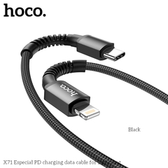 CÁP SẠC NHANH 20W HOCO X71 (C-L 1M) DÂY DÙ CỔNG TYPE C RA IPHONE LIGHTNING  2.4A DÀI 1M CHỐNG ĐỨT GÃY CHÍNH HÃNG [BH 1 NĂM]