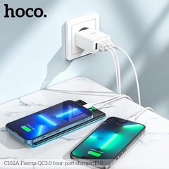 Cóc sạc nhanh 28.5w Hoco C102A đa năng 4 cổng usb QC3.0 chính hãng [BH 1 năm]
