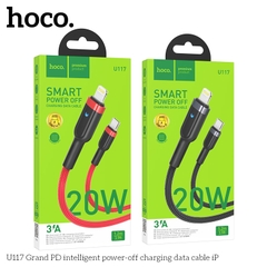 Cáp sạc nhanh 20w tự ngắt HOCO U117 (c-l) (Type C ra iPhone Lightning) có đèn led báo sạc 3A chính hãng [BH 1 năm]
