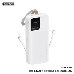Pin sạc dự phòng Remax RPP-659 30.000mAh 2.4A kèm cáp liền pin chính hãng [BH 1 năm]
