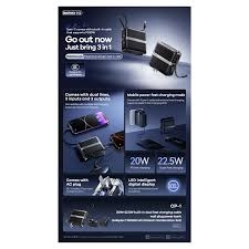 Pin sạc dự phòng REMAX CP-1 15.000mAh sạc nhanh 22.5w pin có màn LCD kèm cáp liền pin, phích cắm 220v tiện lợi