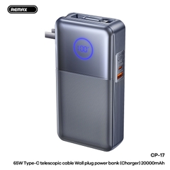 Pin sạc dự phòng REMAX FC-17 20000mAh pin sạc nhanh 65w+QC3.0 kiêm phích cấm 220v kèm màn hình led siêu đẹp