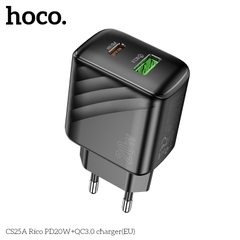 Cóc sạc nhanh 20w HOCO CS25A cóc 2 cổng 1U 1C EU chân tròn chính hãng