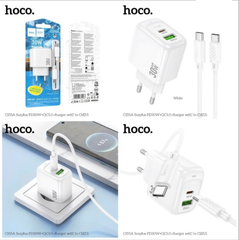 Bộ sạc HOCO CS55A (c-c) sạc nhanh 30w+QC3.0 cóc 2 cổng 1U 1C kèm cáp 2 đầu Type C chính hãng