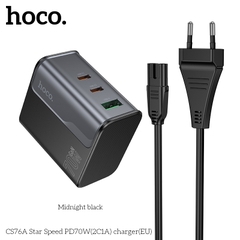 Bộ sạc nhanh 70w HOCO CS76A cóc 3 cổng (2 cổng Type C 1 cổng USB) siêu tiện lợi