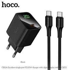 Bộ sạc nhanh 20w HOCO CS82A (c-c) cóc 1 cổng Type C kèm cáp 2 đầu Type C chính hãng