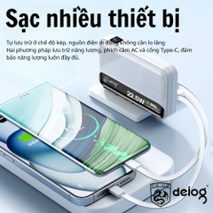 Pin sạc dự phòng Deiog Dy-101 20000mah sạc nhanh 22.5W kèm cáp liền pin chính hãng [BH 1 Năm]