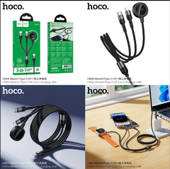 Cáp sạc 3in1 HOCO CW64 cáp Type C ra cổng Type C/ Iphone / đế sạc đồng hồ siêu tiện lợi
