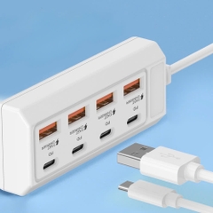Hub chuyển sạc nhanh 8in1 PD+ FASCHARGER (1 CỔNG USB RA 4 CỔNG Type C + 4 CỔNG USB) [BH: 1 THÁNG]