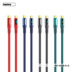 Cáp sạc nhanh 100w REMAX RC-C032 Type C ra Type C PD có màn hình led LCD báo dòng chính hãng (cáp 2 đầu type-c) [BH 1 Năm]