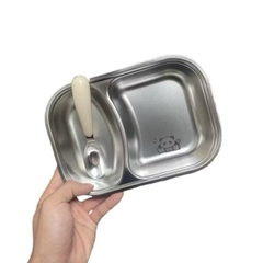 Khay cơm inox 2 ngăn cho bé [BH: none]