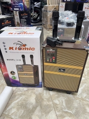 Loa kéo karaoke KIOMIC K32/ K-32 8inch kèm 2 micro không dây 50*34*27 [BH 6 tháng]
