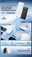 Pin sạc nhanh 22.5w REMAX FCP-1 10.000mAh dự phòng kèm cáp liền pin chính hãng QC3.0 PD [BH 1 năm]