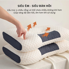 1 Cái Gối SPA hỗ trợ giấc ngủ sợi bông thiên nhiên TRẮNG XÁM, vỏ gối dệt kim siêu êm, đàn hồi, bề mặt kháng khuẩn [BH: NONE]
