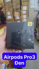 Tai nghe bluetooth Airpods Pro3 ĐEN Logo Tiger, 2 Tai có doc sạc, không nút cao su [BH: 3 THÁNG]