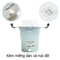 Cốc nhựa, ly nhựa PP  VN-6370 đựng bàn chải kem đánh răng dán tường, có lỗ thoát nước dưới đáy cốc 10x7.5x10cm [BH: NONE]