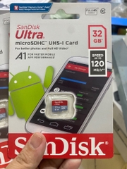 Thẻ nhớ micro 32GB Sandisk ultra class 10, speed up to 100mb/s full box - Vỉ có thể thay đổi tùy lô [BH: 1 năm]
