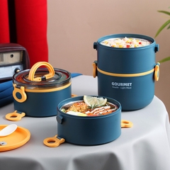 Ca men, hộp đựng cơm 3 tầng GOURMETT nhiều màu ngẫu nhiên tùy lô lõi Inox cao cấp an toàn khi sử dụng [BH: None]