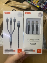 Cáp sạc nhanh 100W 3 đầu BYZ X77 dây dù chính hãng dài 1.2m [BH: 3 Tháng]