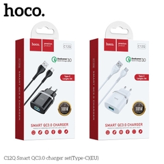 Bộ sạc nhanh 18w Hoco C12Q usb ra Type C QC3.0 18w 1M chính hãng (cóc cáp) [BH 1 năm]