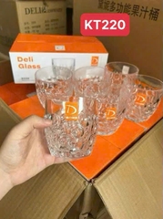 Hộp 6 ly thủy tinh Deli Grass DG220 uống bia, rượu siêu sang [BH: NONE]
