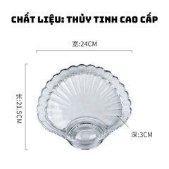 Đĩa thủy tinh đựng thức ăn có khay đựng nước chấm 24x21.5x3cm [BH: NONE]