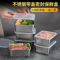 Hộp inox đựng đồ tủ lạnh Size TRUNG 15cm x 22cm nhà bếp tiện lợi có nắp đậy chắc chắn [BH: NONE]