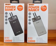 Pin sạc dự phòng sạc nhanh 120W SYC 151, dung lượng 10.000mAh có màn hình hiển thị % pin kèm 2 dây cáp liền thân [BH: 1 Năm]
