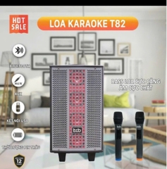 Loa kéo karaoke SOUNDBOX T82 mẫu mới kèm 2 mic không dây [BH 6 Tháng]