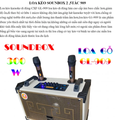 Loa kéo 2.5 tấc SoundBox GL-909 300w xách tay gỗ bluetooth karaoke kèm 2 micro không dây [BH: 6 tháng]