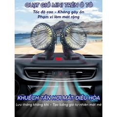 Quạt cặp đôi 20cm xe hơi 5V- 10W Rotatable usb car fan 7037