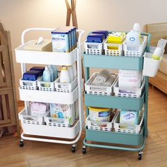 Kệ để đồ 3 tầng NY có bánh xe tay cầm đẩy di chuyển đa năng bỉm sữa [BH: NONE]
