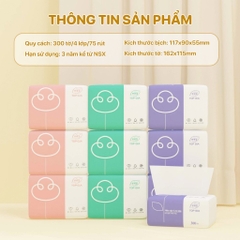 1 GÓI Khăn khô, khăn giấy ăn rút Topgia 4 lớp 300 tờ siêu dai [BH: NONE]