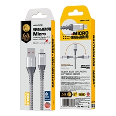 Cáp sạc nhanh 6A Wekome WDC-169m usb ra samsung micro dây dù chính hãng [BH 1 năm]